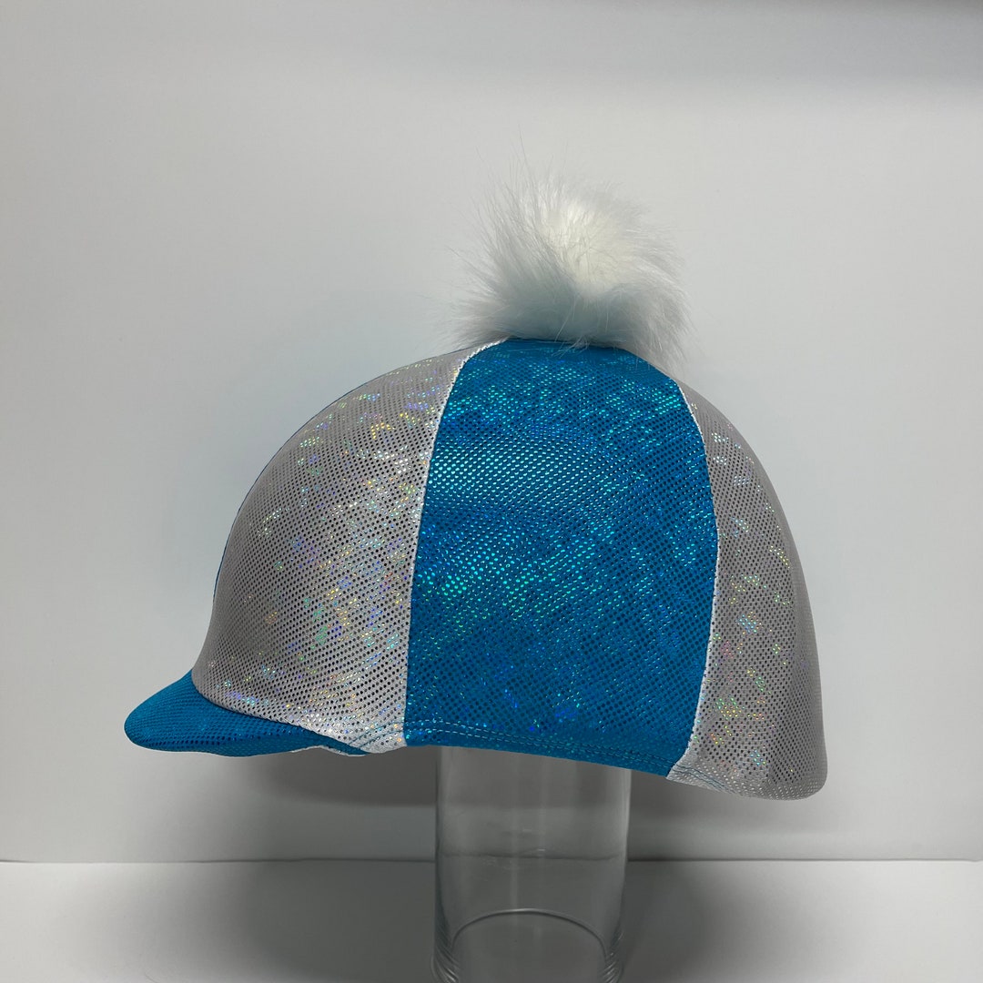 Pom Pom Horse RIDING Helmet/hat COVER in Silver & Turquoise Etsy