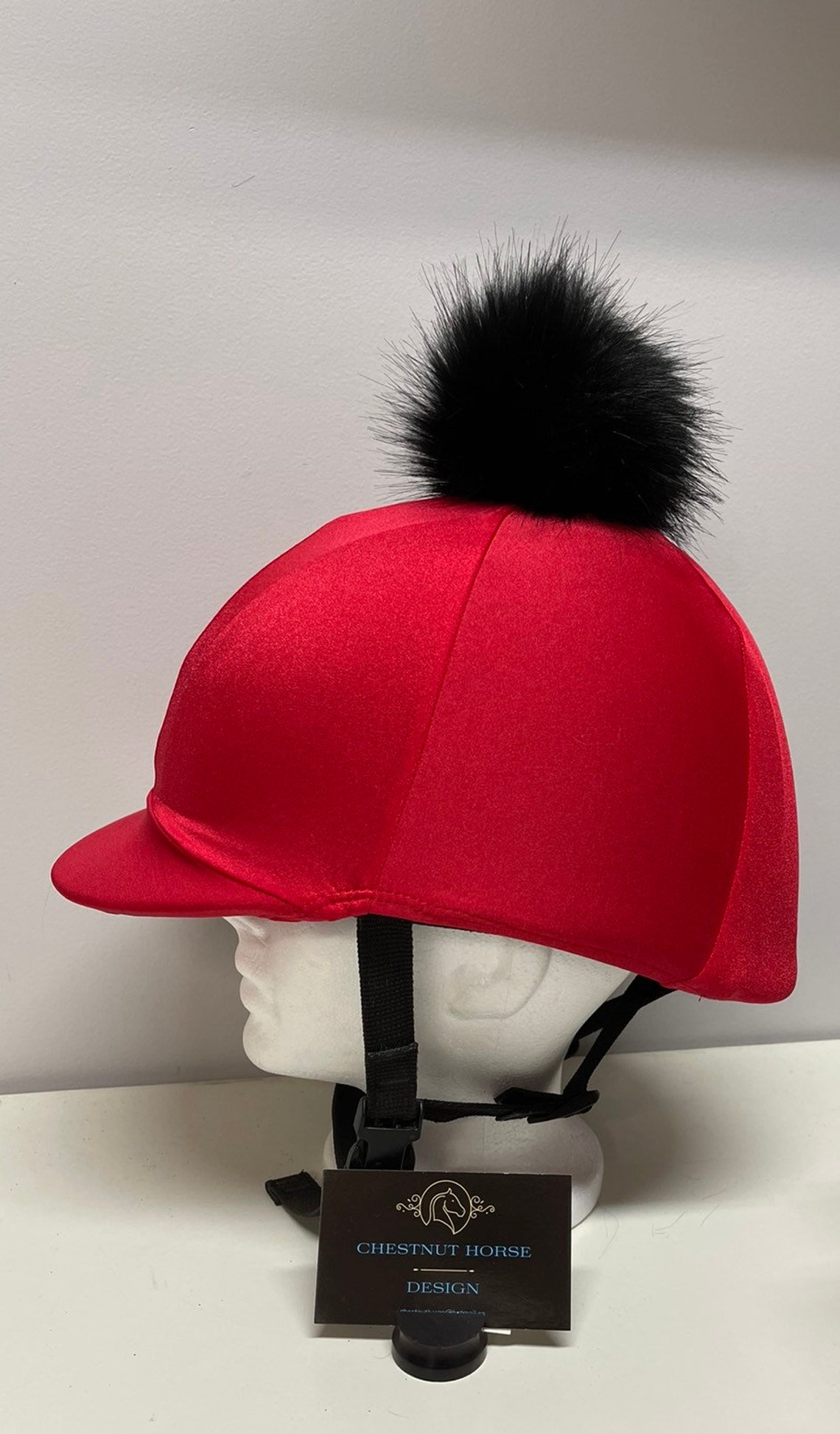 Pom Pom Horse RIDING HELMET/Hat COVER in Red Lycra with Black Etsy