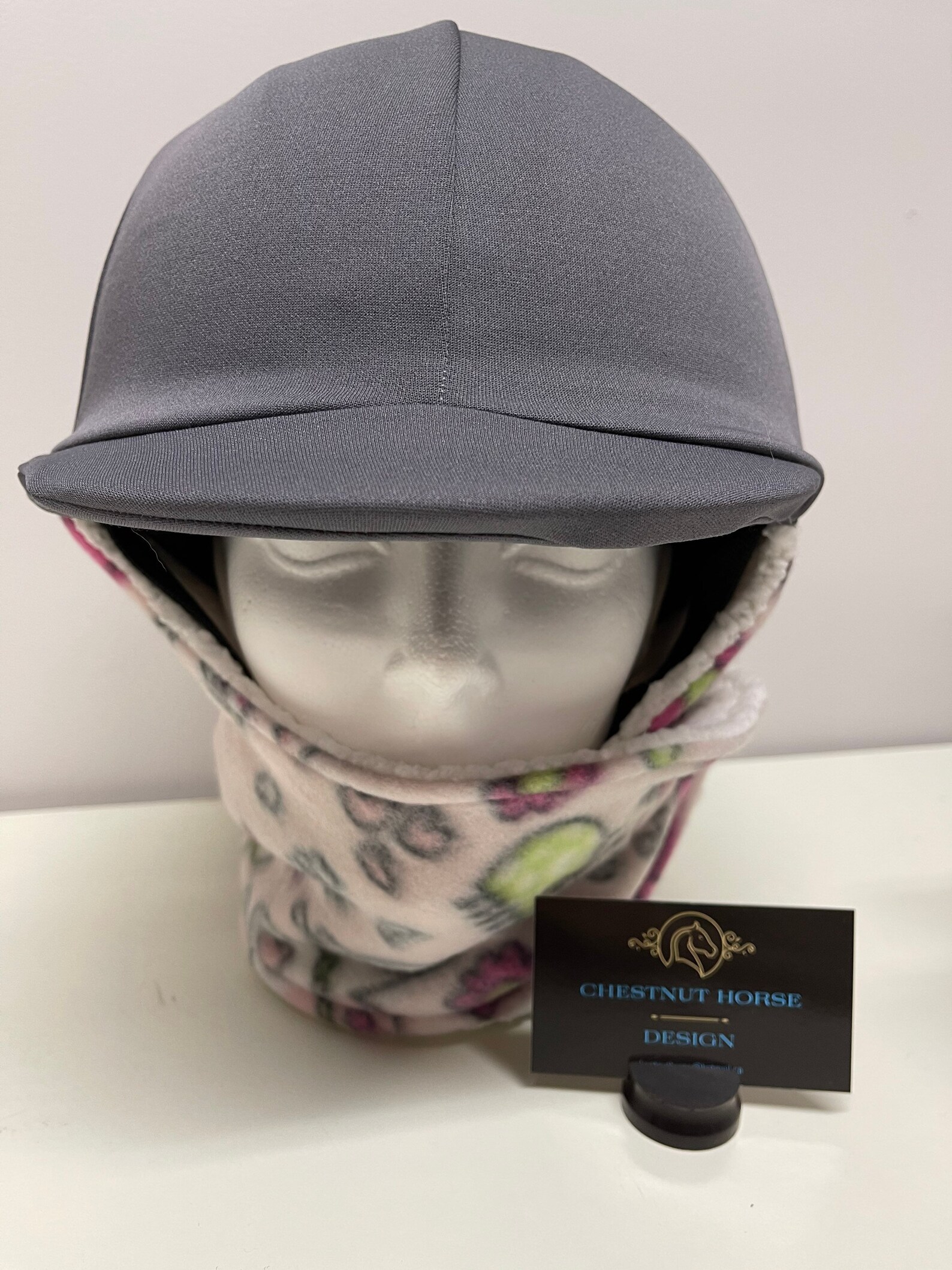 WINTER RIDING HELMET Cover Gray/Pink Print Fleece Etsy