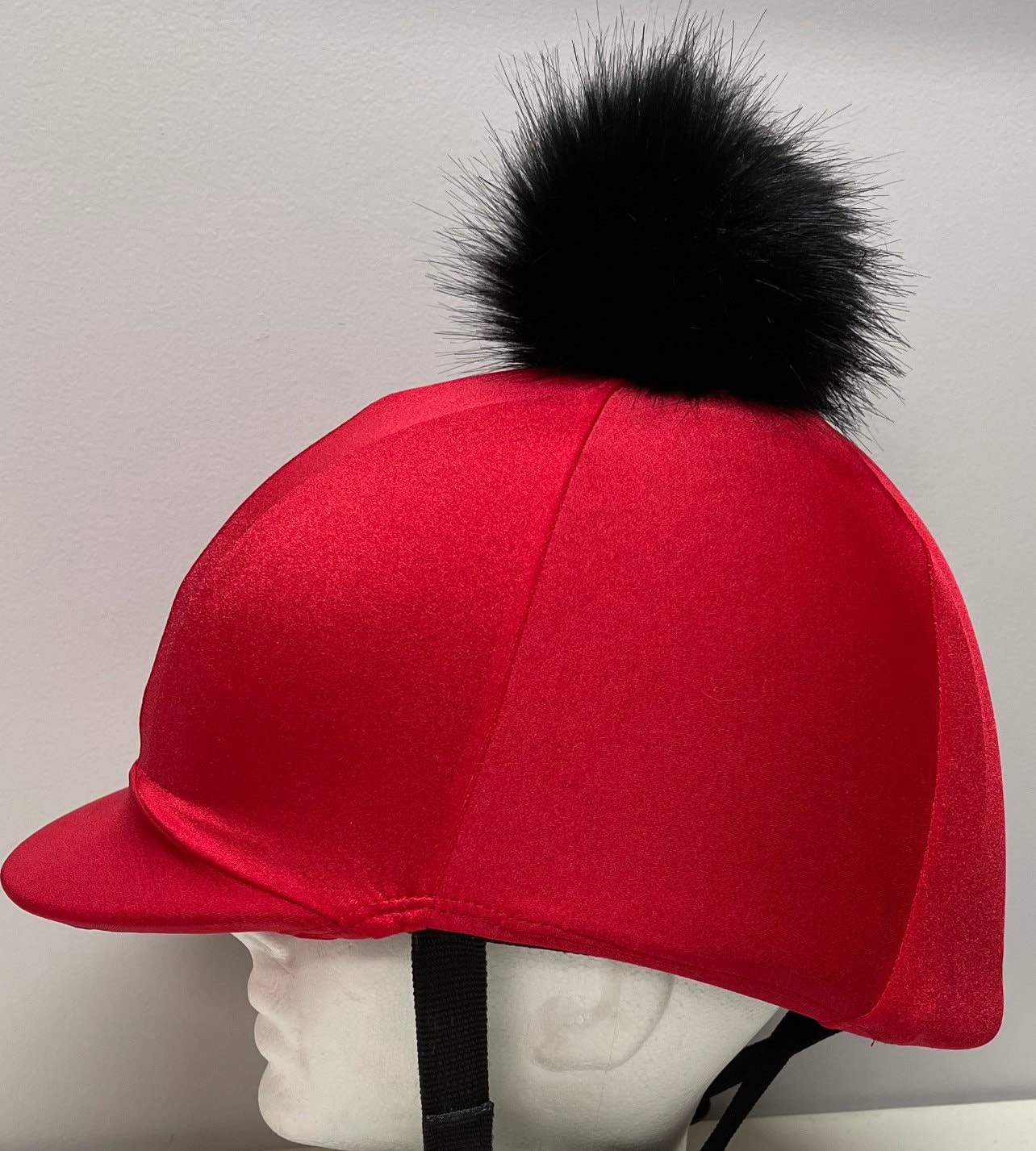Pom Pom Horse RIDING HELMET/Hat COVER in Red Lycra with Black Etsy