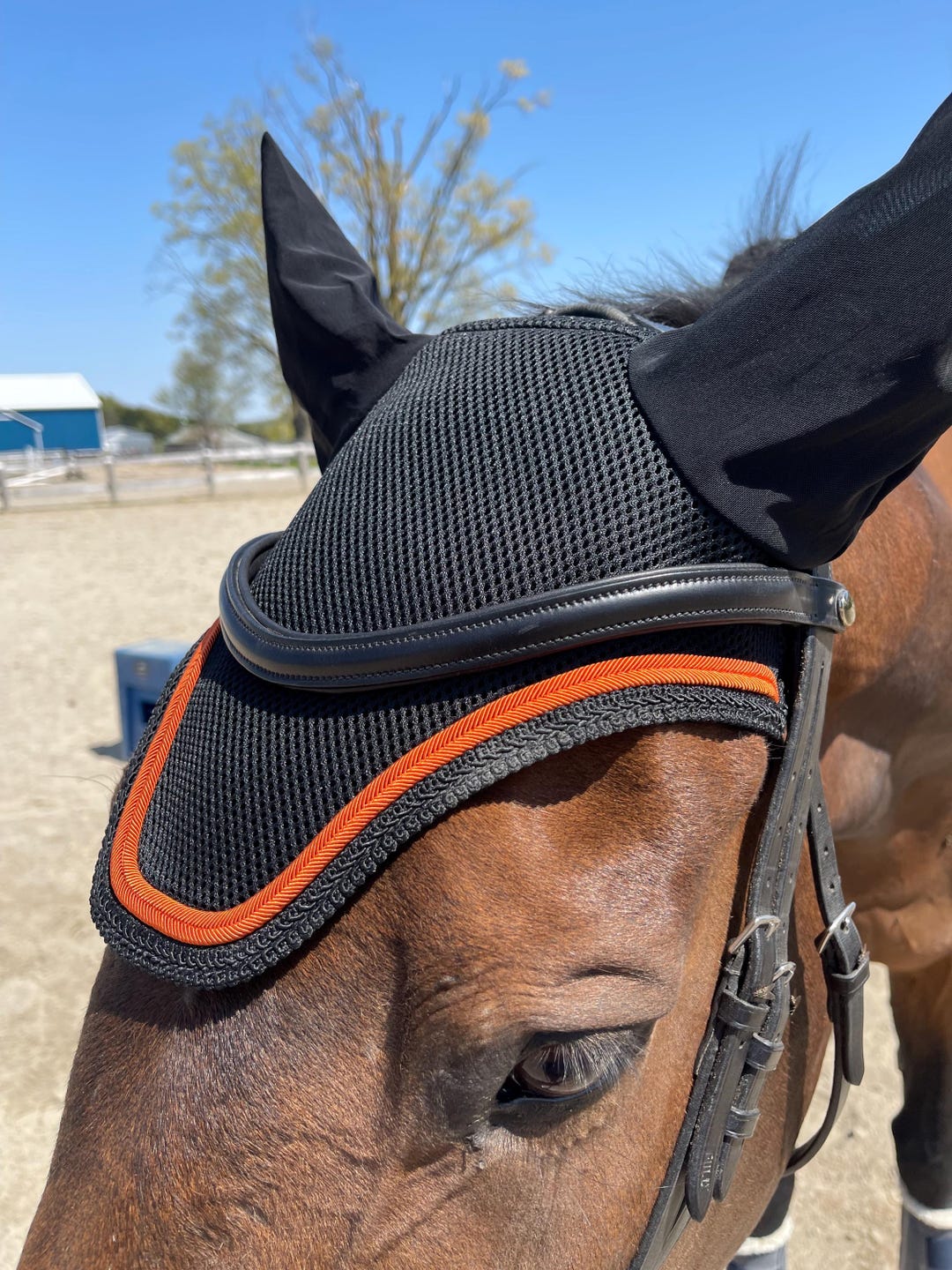 CHOOSE Your SIZE BONNET, in Black Mesh With Orange Accent. Pony,cob ...