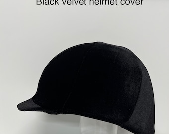 Horse RIDING COVER in Black Stretch Velvet for your riding helmet or skull cap
