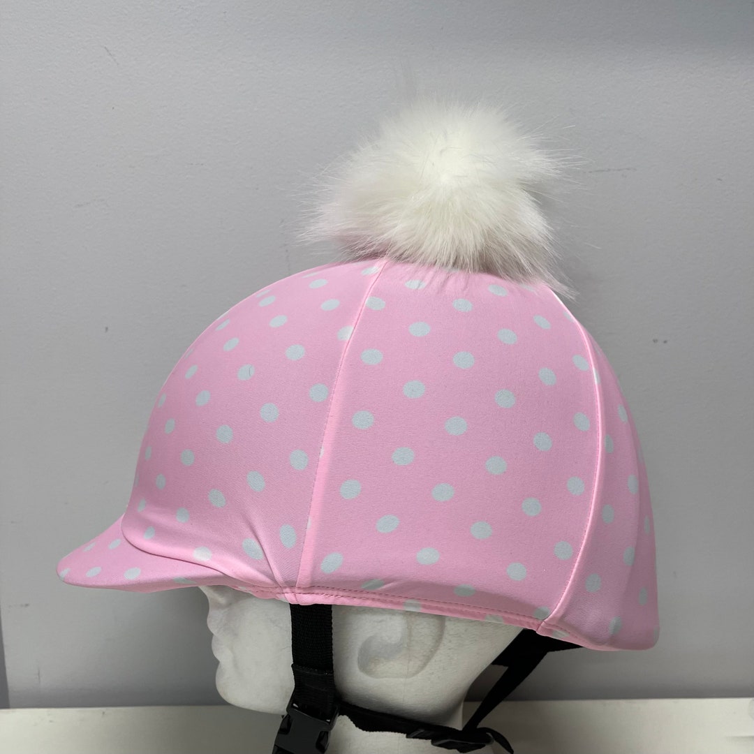 Pom Pom Horse RIDING Helmet/hat COVER in Pink/white Dot Print Etsy