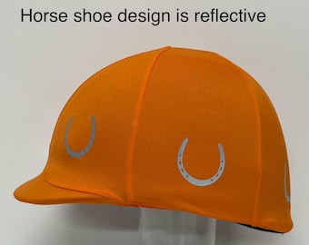 REFLECTIVE Horse RIDING COVER in Orange Lycra with Reflective Horseshoe Design