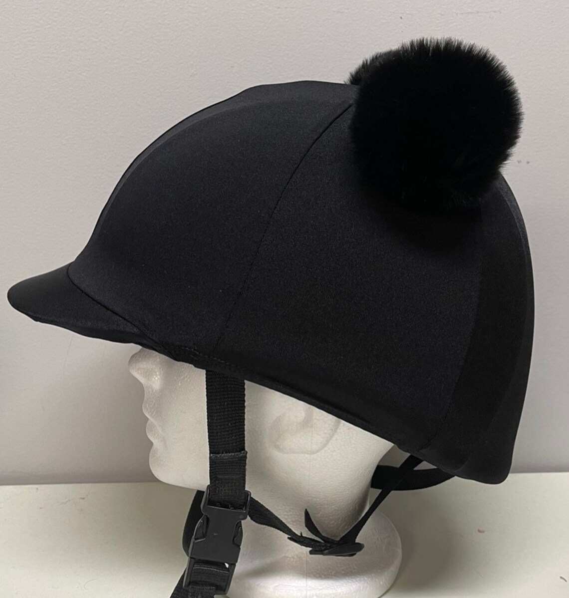 DOUBLE POM Pom Horse Riding Helmet Cover in Black Lycra with Etsy