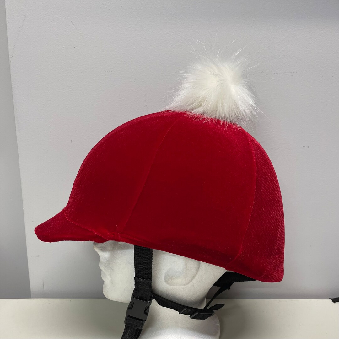 Pom Pom Horse RIDING Helmet/hat COVER in Ruby Red Velvet With Etsy