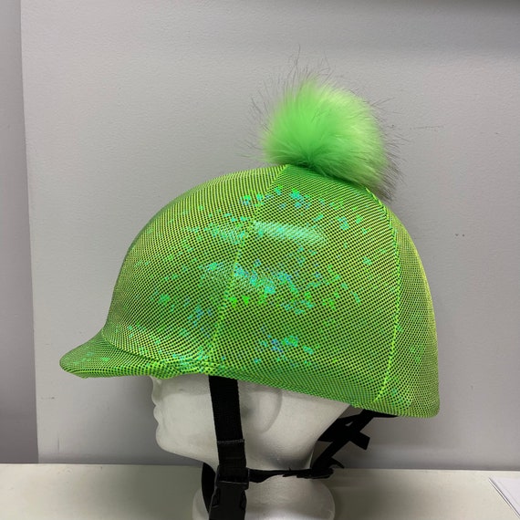 FLUORESCENT LIME & SILVER GREY RIDING HAT COVER 