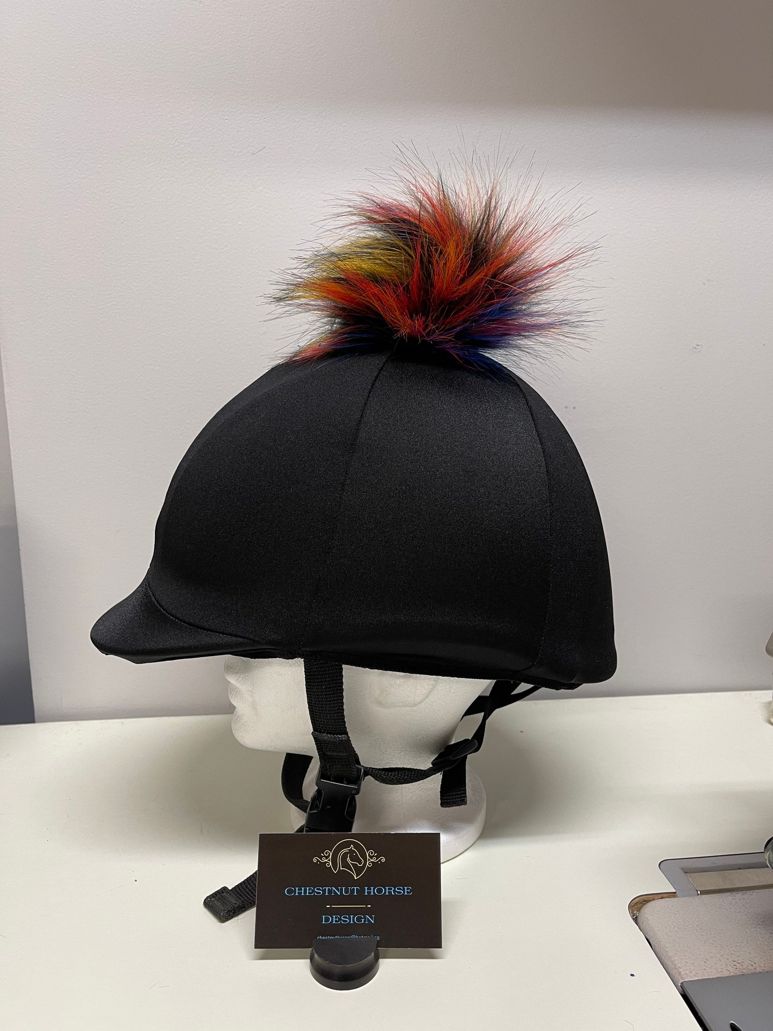 Pom Pom Horse RIDING HELMET/Hat COVER in Black with Multi Etsy