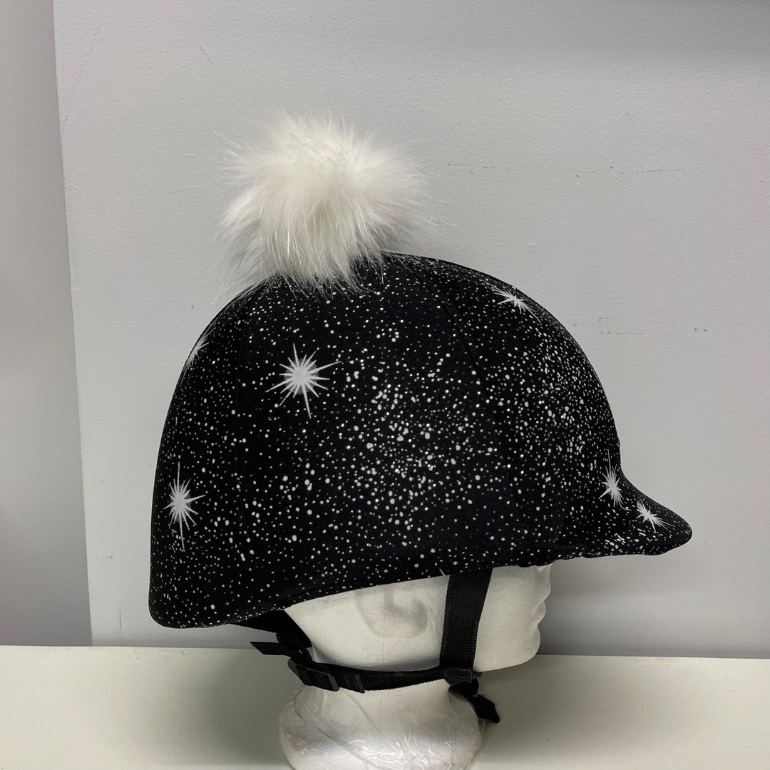 Pom Pom Horse Riding Helmet/hat COVER in Black Galaxy Etsy