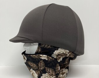 WINTER RIDING COVER In Brown with a Flower Print Neck Wrap