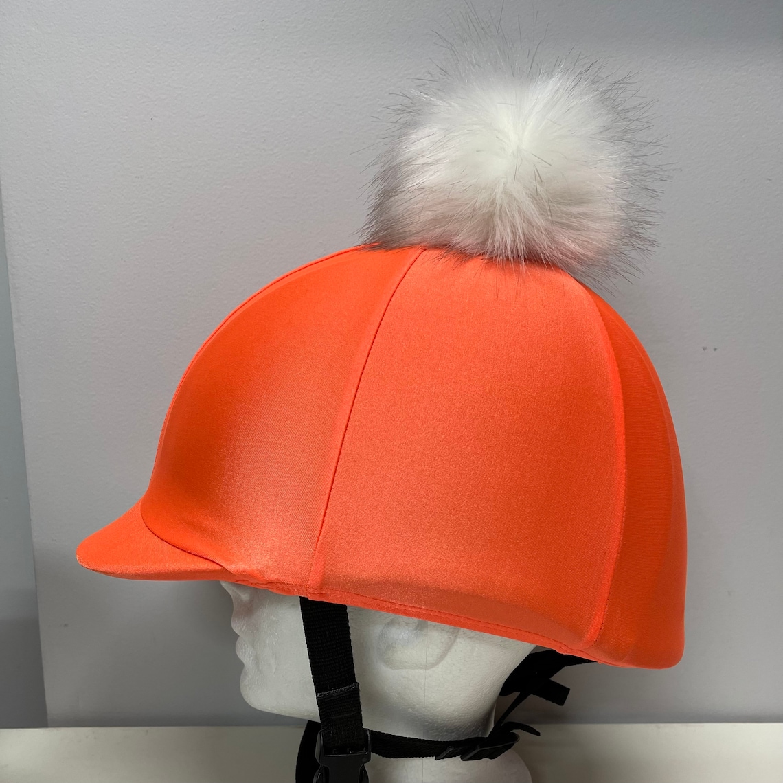Pom Pom Horse Riding Helmet/hat COVER in Neon Orange Lycra Etsy