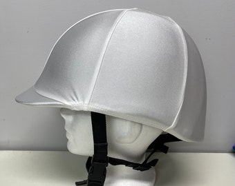 Horse RIDING COVER in White Lycra for your riding helmet