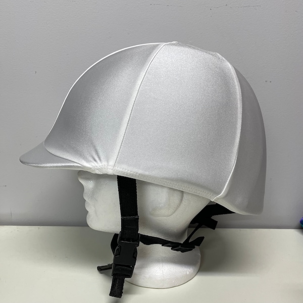 Horse RIDING COVER in White Lycra for your riding helmet