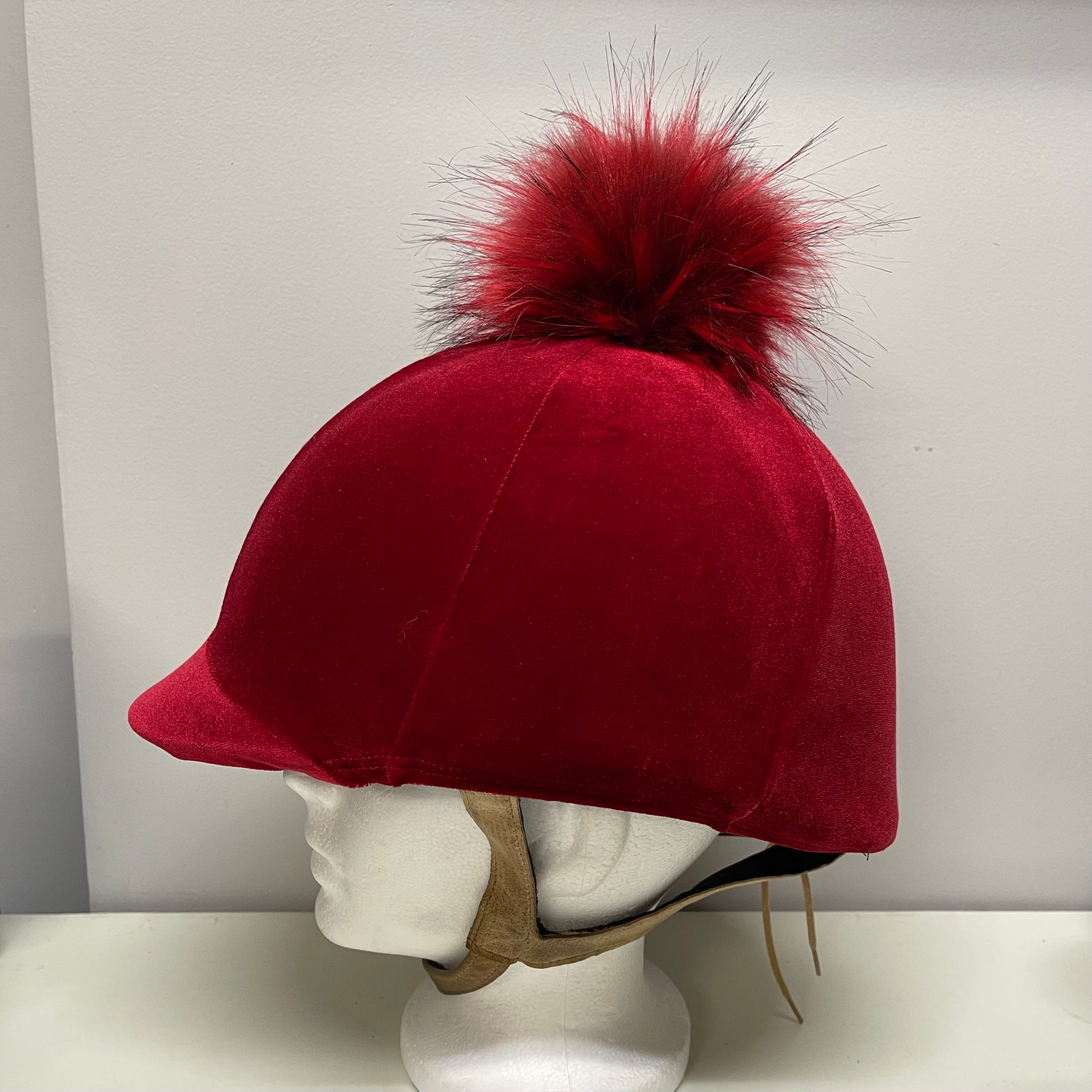 Pom Pom Horse RIDING HELMET/Hat COVER in Ruby Red Velvet with Etsy