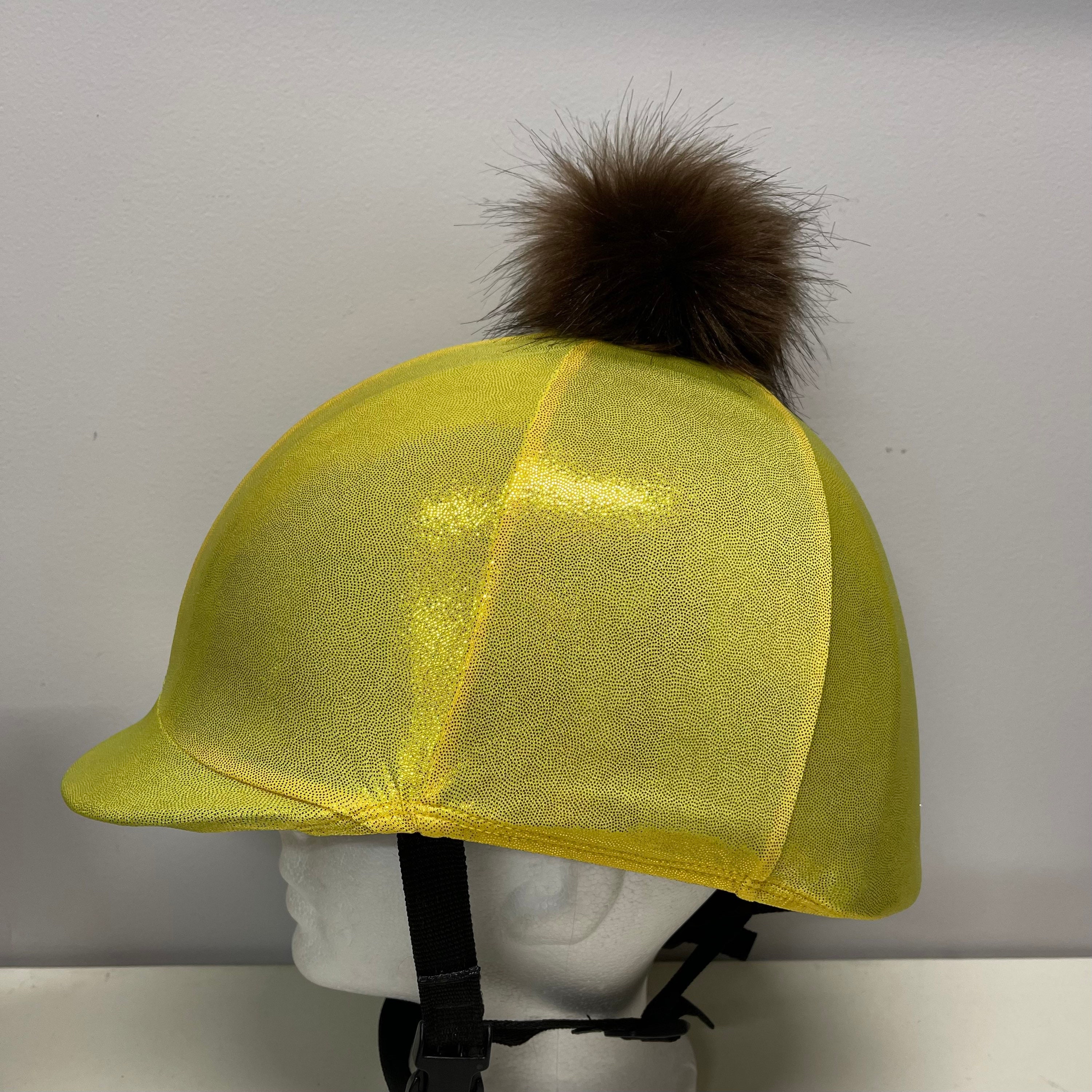 Samtykke Generelt sagt Ambassadør Pom Pom Horse RIDING Helmet/hat COVER in Yellow Sparkle Lycra - Etsy