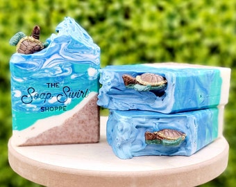 BACK IN STOCK! Ocean Vibes Soap, Handmade Soap Bar, Vegan, Cold Processed Soap, Gift, Summer, Ocean Soap, Turtle Soap