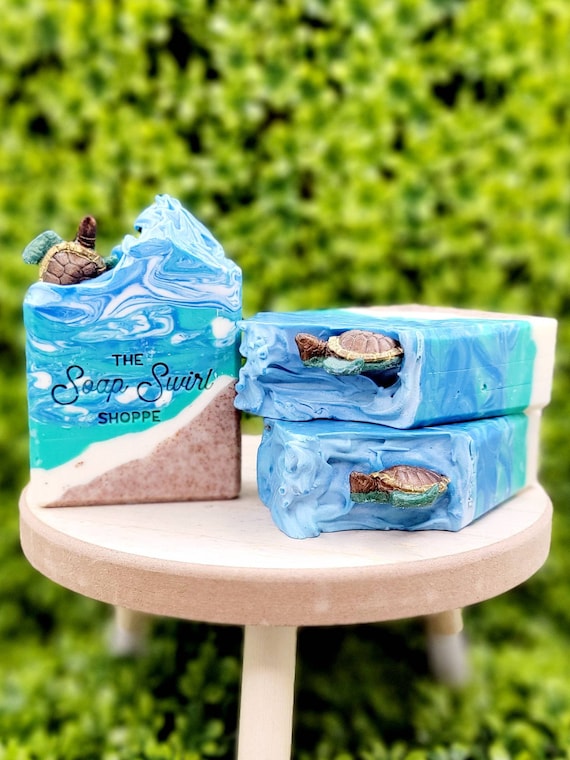 Ocean Vibes Soap Bar: Vegan Cold Process Soap with Walnut Shells