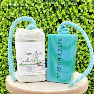 Bamboo Coconut Soap on a Rope: Vegan Handmade Soap Bar