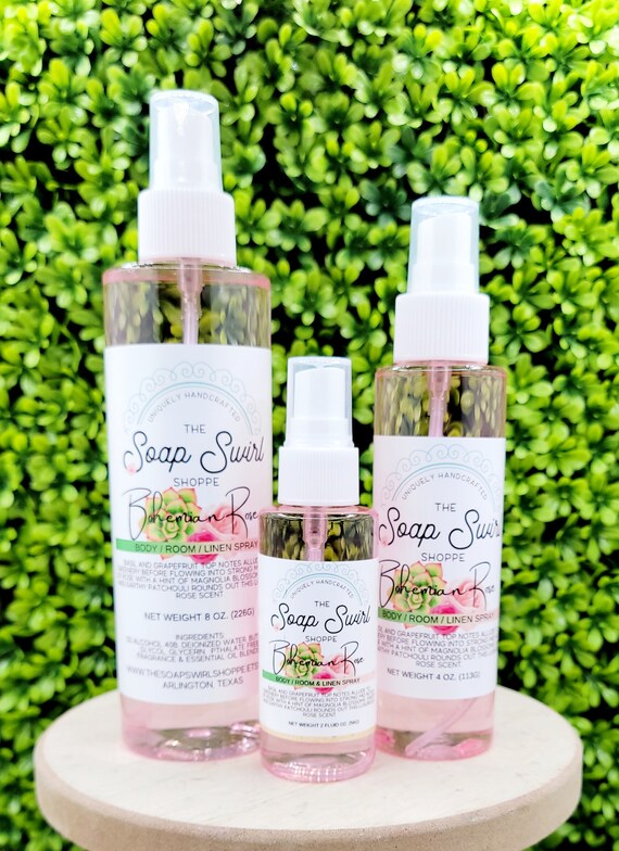 Bohemian Rose Body, Room Linen Spray: Vegan Fragrance Mist