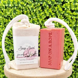 Grapefruit Vanilla Soap on a Rope: Vegan Handmade Soap