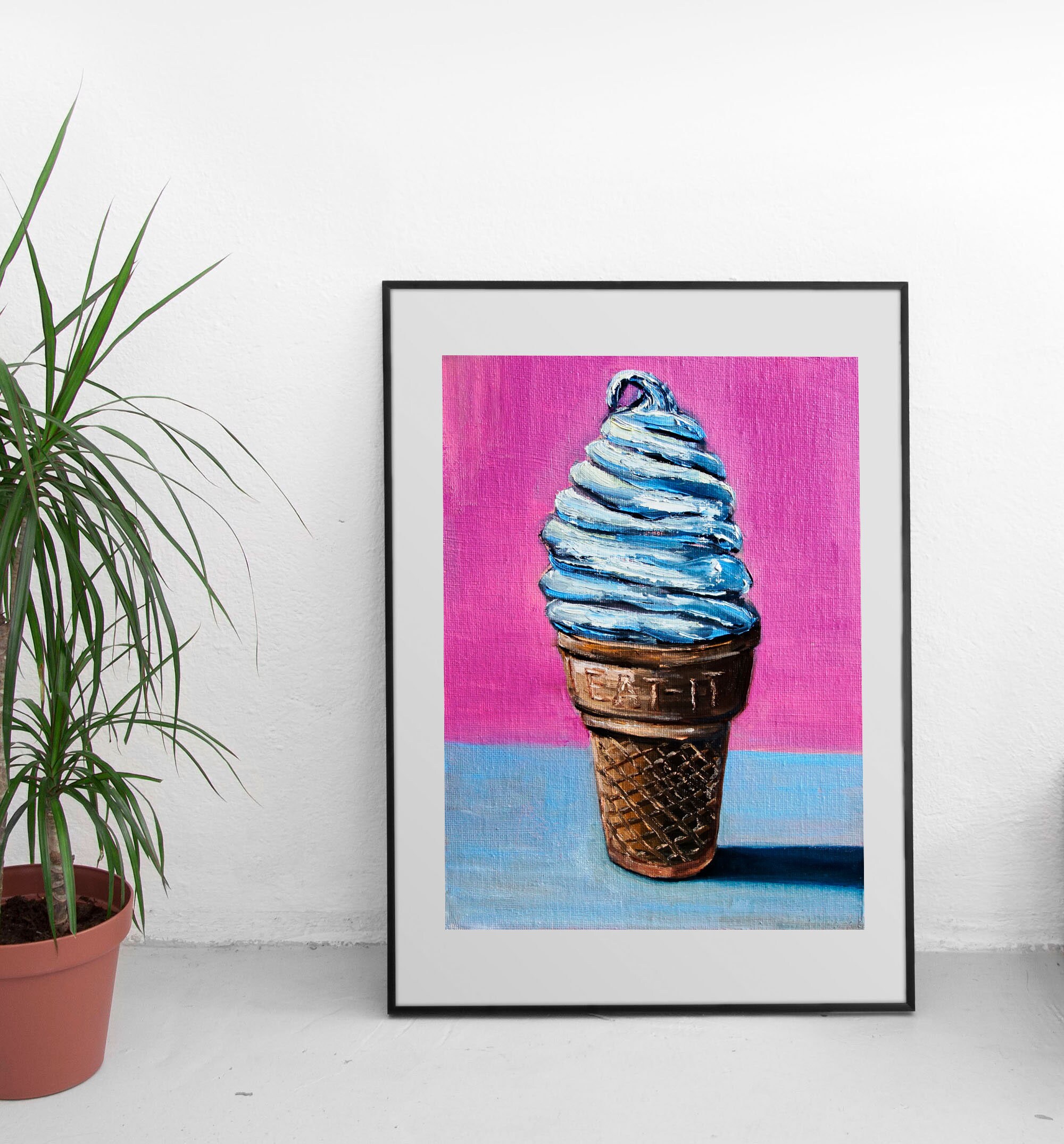 Ice Cream Oil Painting Original Art Food Artwork Dessert Etsy