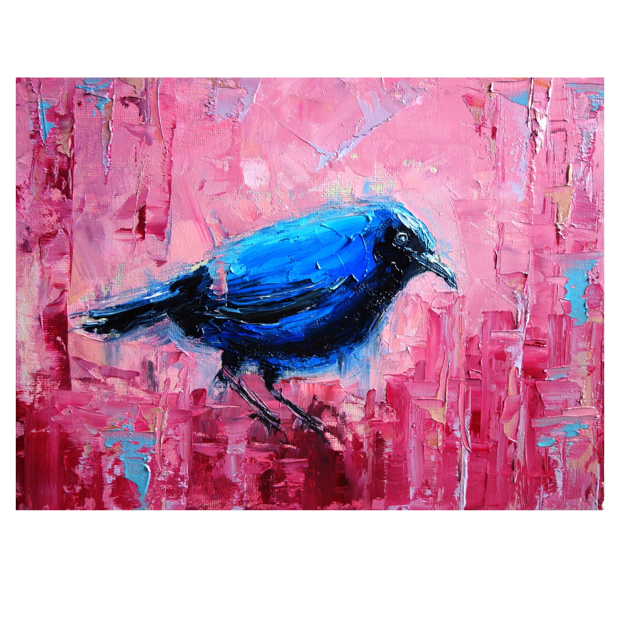 Blue Bird Oil Painting Original Art Animal Artwork Canvas Art | Etsy