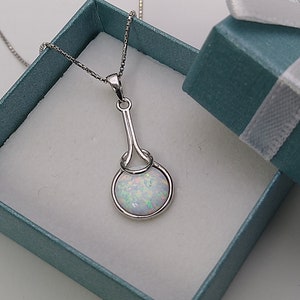 White Opal 10mm Necklace .925 Sterling Silver.