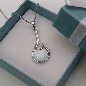 White Opal 10mm Necklace. 16 or 18" Long .925 Sterling Silver.