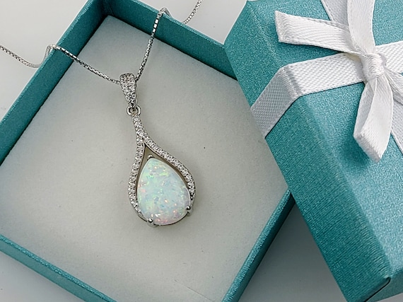 Opal white sapphire necklace deals