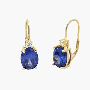 Tanzanite Lever-back Earrings 14KT Gold Over .925 Sterling Silver