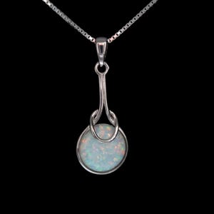 White Opal 12mm Necklace .925 Sterling Silver.