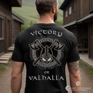 Victory or Valhalla T-shirt, Norse Viking Warrior T-shirt, God of War Shirt, Odin T-shirt, Thor t-shirt, Viking Merch, Pagan clothing
