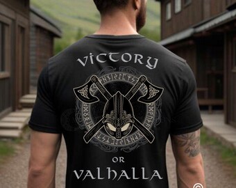 Camiseta de Victoria o Valhalla, camiseta de guerrero vikingo nórdico, camiseta de God of War, camiseta de Odin, camiseta de Thor, merchandising vikingo, ropa pagana