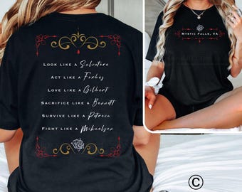 The Vampire Diaries Mystic Falls T-shirt, Black Stefan Salvatore Shirt, Black Damon Salvatore Shirt, Look Like a Salvatore Shirt, TVD Merch