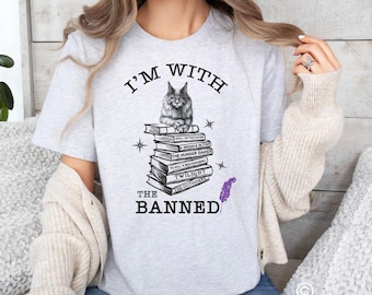 Camiseta Estoy con los prohibidos, camiseta de libros prohibidos, camiseta de libros, camiseta de literatura, regalos de libros, camiseta de amante de los libros, regalos para lectores