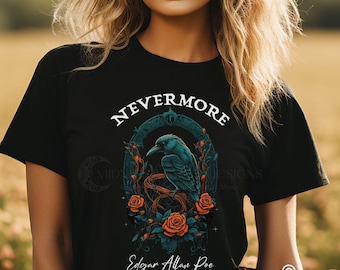 Edgar Allan Poe Nevermore Shirt, Edgar Allan Poe Shirt, Dark Academia Shirt, The Raven Shirt, Poet Shirt