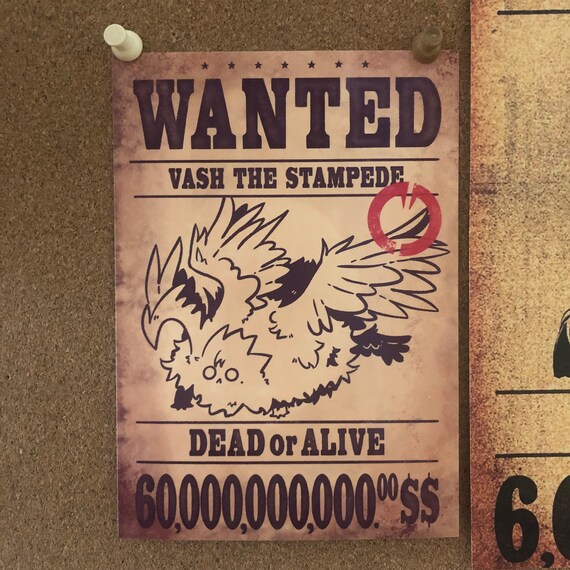 Vash the Stampede Wanted Poster - Etsy