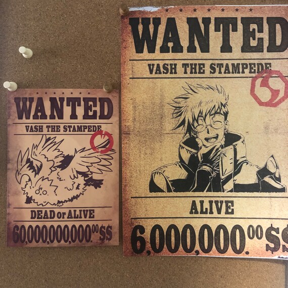 Vash the Stampede Wanted Poster - Etsy
