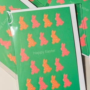 Tarjeta de Feliz Pascua - Conejito Verde Repetido