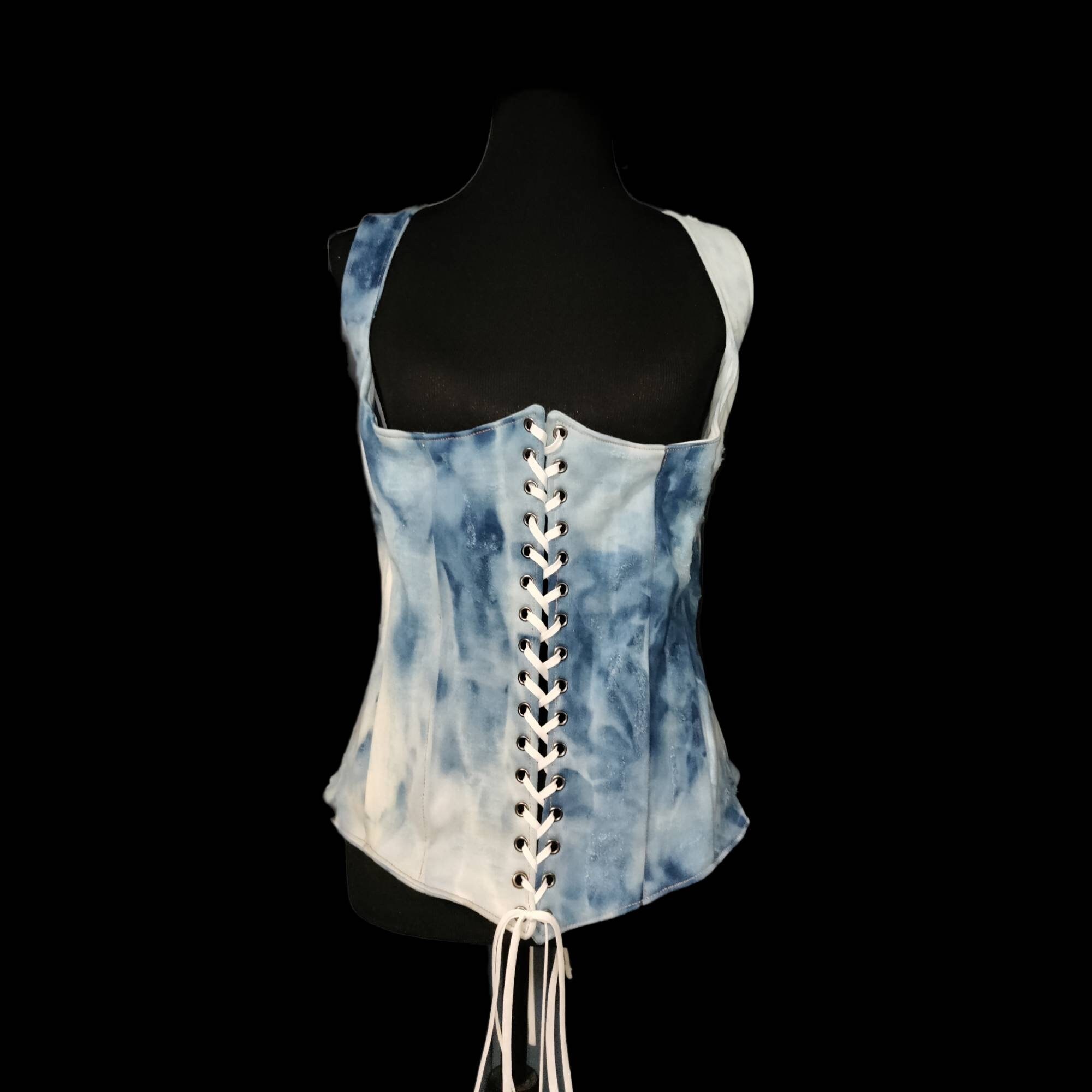 Denim Lace up Underbust Corset Top 