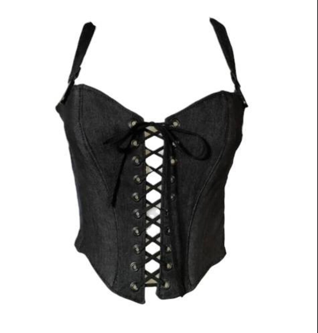 新品【non tokyo】LAME DENIM LACE-UP CORSET Denim lace up corset - Over the Bust – Miss Leather Online
