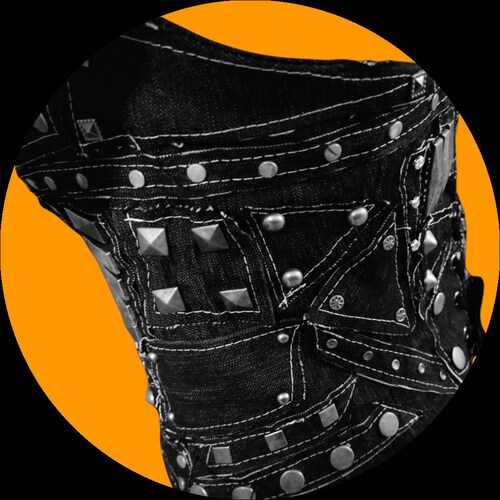 Denim corset bustier with shops Studded and zipper detail