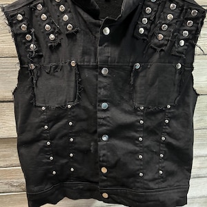 Men&#39;s  Black Denim Vest with Studs