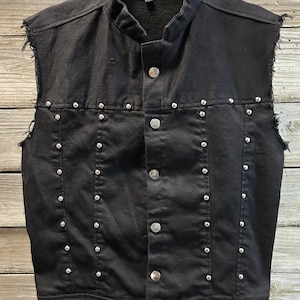 Men&#39;s  Black Denim Vest with Studs