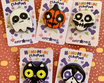 Halloween Handmade Clay Pins