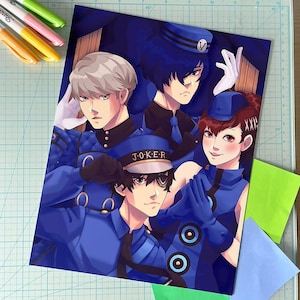 Les protagonistes de la Velvet Room - Impression d'art Persona 3, 4, 5 8,5 x 11