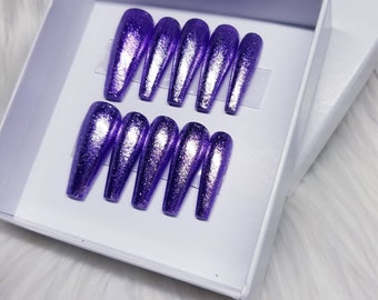 Purple Leaf Press On Nails