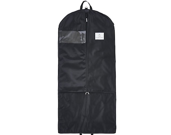 Waterproof Hanging Garment Bag - 52" Clothes Bag with 3" Gusset, 4 Pockets & Side Zip for Costumes and Accessories - Raven Black