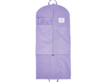 Waterproof Hanging Garment Bag - 52" Clothes Bag with 3" Gusset, 4 Pockets & Side Zip for Costumes and Accessories - Lilac Purple