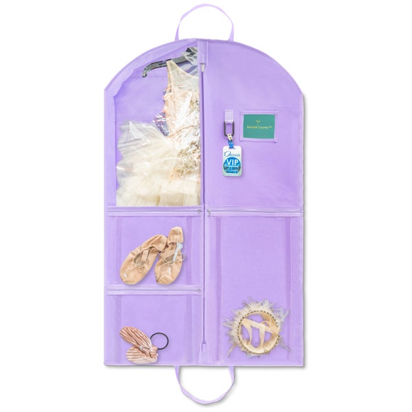 Lavender Purple Costume Garment Bag with Pockets for Dancers for Recitals, Competitions, and Travel!